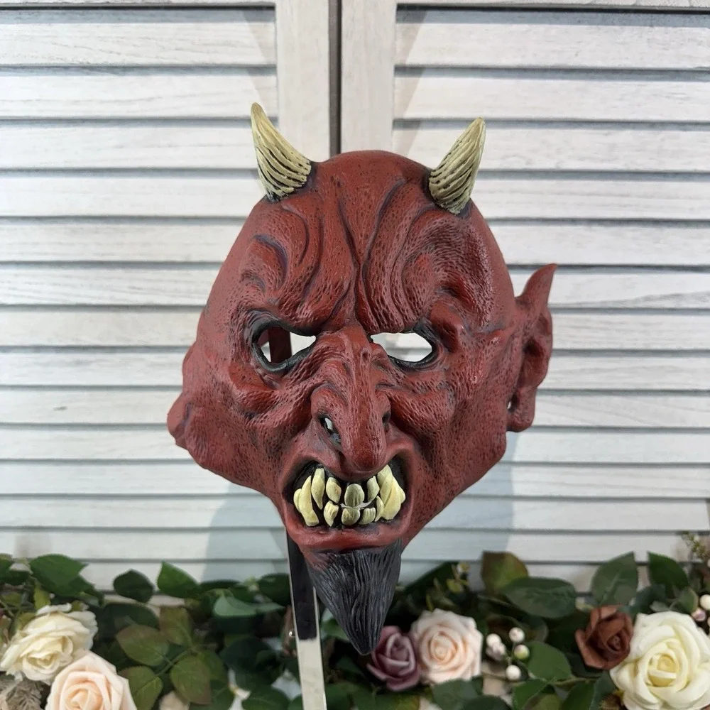 VTG 2000 Don Post Studios Mask Satan Devil‎ Lucifer Red Latex  Adult Halloween